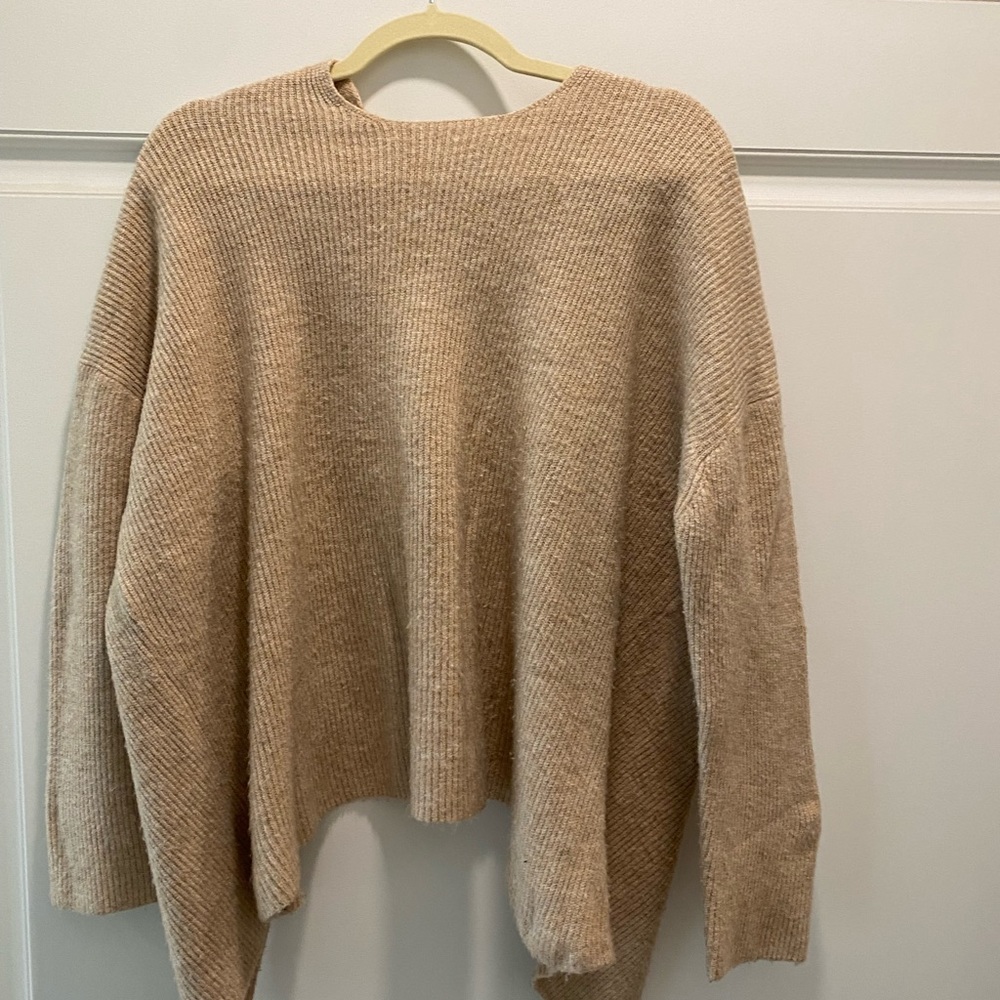 ASOS Ribbed Wool Sweater, Draped back. tan, size M